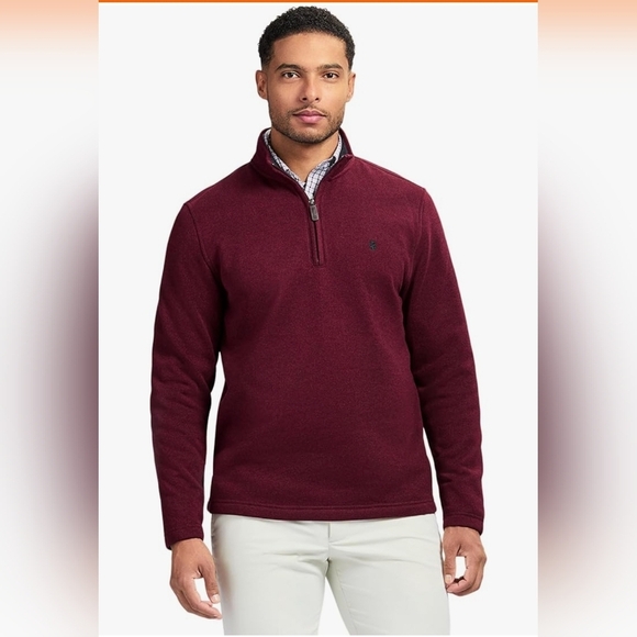 IZOD Thermosoft Quarter Zip Sweater Fleece Pullover Red XL - Picture 2 of 5